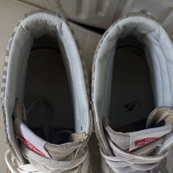 Vans High-Top Checkerboard Sneakers in Light Gray/Blue and white - Picture 3 of 9